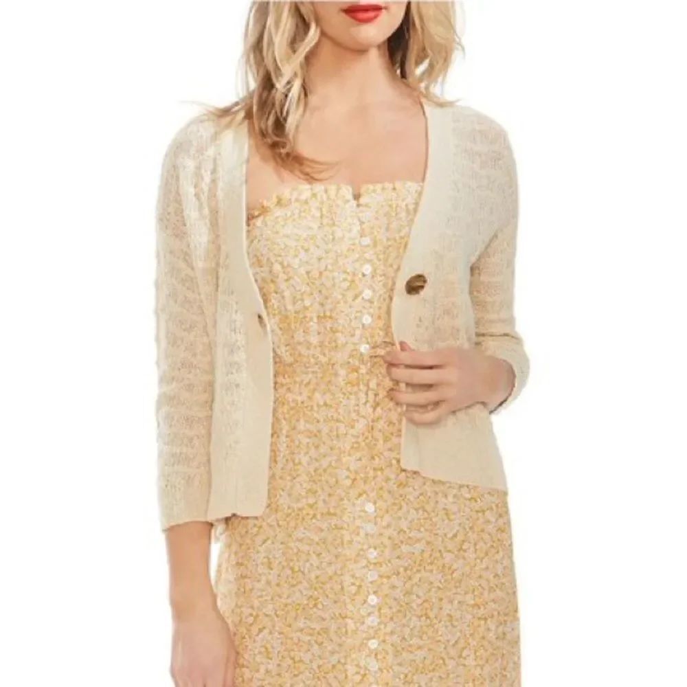 Vince Camuto Womens V-Neck One Button Cardigan
